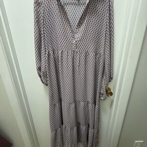 Elegant Purple Patterned Maxi Dress